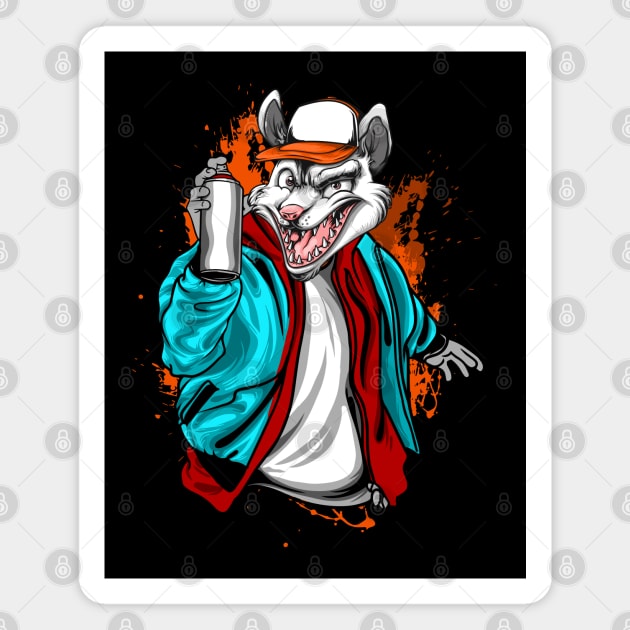 Racoon Bomber illustration Magnet by Mako Design 